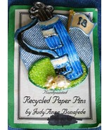 Judy Anne Bonafede Recycled Paper Composition Hand-painted Golf Brooch 3&quot; - $12.30
