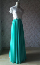 Blue Green Maxi Chiffon Skirt Silk Chiffon Maxi Skirt Wedding Chiffon Skirt image 5