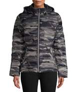 Time and Tru Women&#39;s Grey Camo Puffer Jacket with Hood - $51.99
