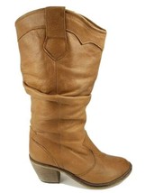 STEVE MADDEN Women&#39;s Boots Slough Leather Tan Western Style Size 6 M - $36.86