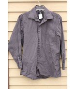 Men&#39;s CALVIN KLEIN Medium Dark Grey and Black striped 15.5 (32/33) Shirt - $28.60