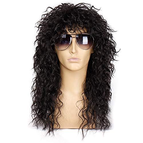 80s Wig for Men Long Curly Punk Wig Rocket Style Heavy Metal Mullet Wig ...