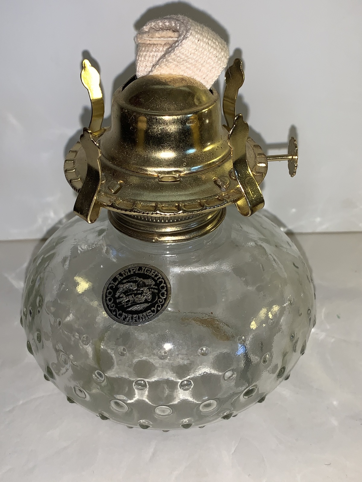 Vintage Lamplight Farms Hobnail Oil Lamp, Oil Lamp Beaded Glass Oil
