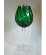 Retro Mod Blown EMERALD GREEN Color EMPOLI ITALY GLASS GOBLET BALLOON VASE! - $29.65