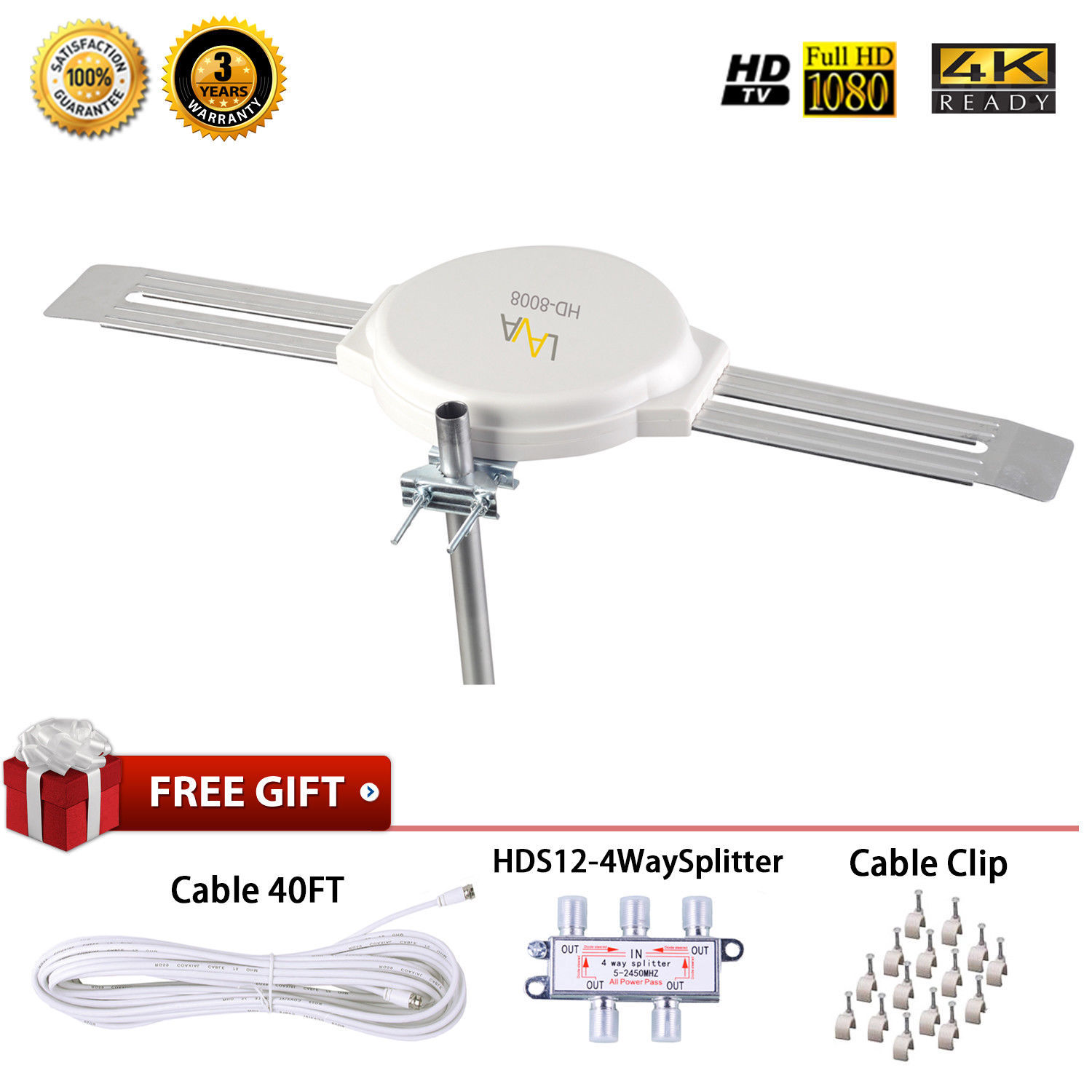 LAVA HD8008 Amplified Indoor/Outdoor OmniPro Antenna Digital HDTV UHF