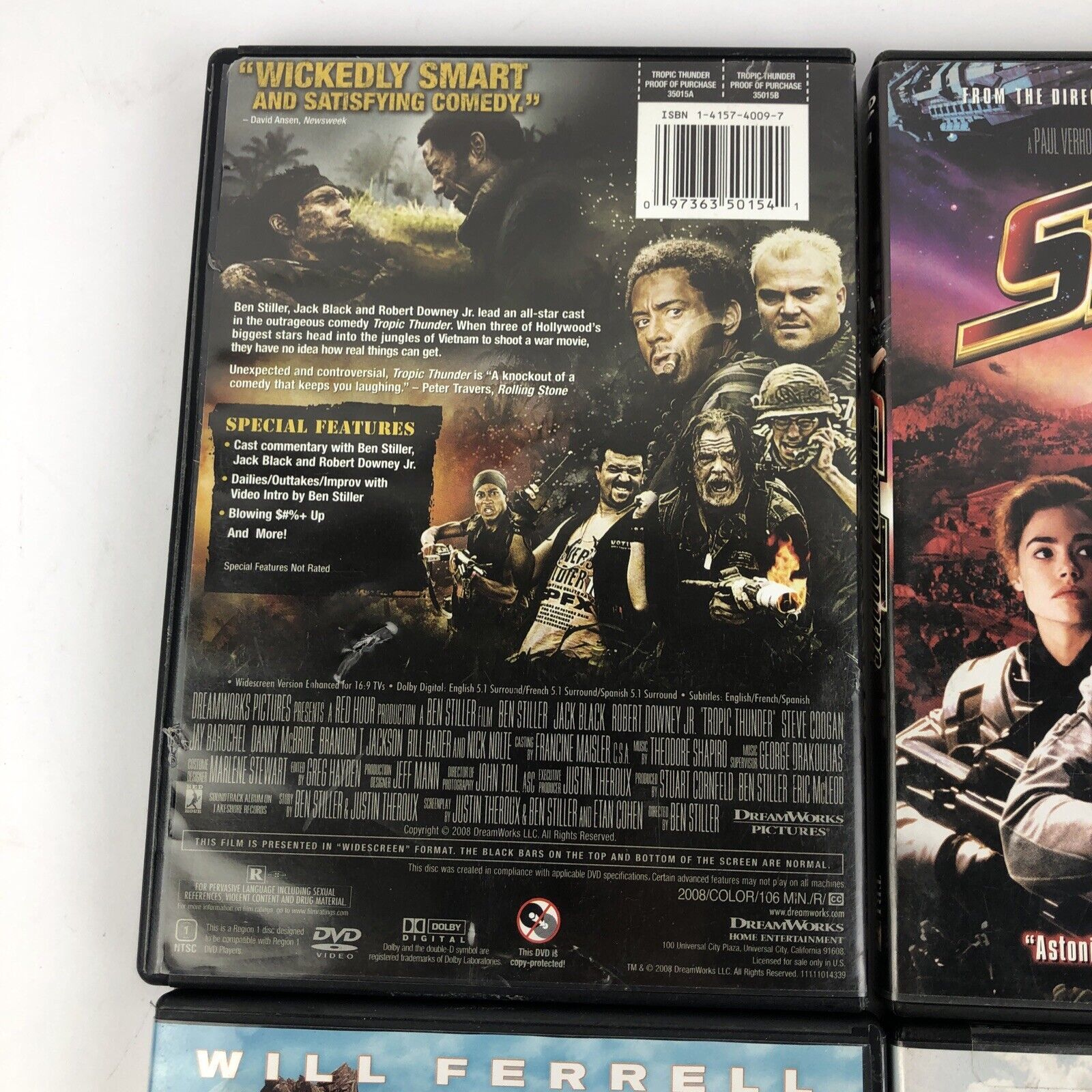 4 x Comedy DVD Lot - Starship Troopers, Princess Bride, Tropic Thunder ...