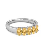 Five Stone 1.25 Cts Yellow Citrine Half Eternity 9k White Gold Ring - $259.08