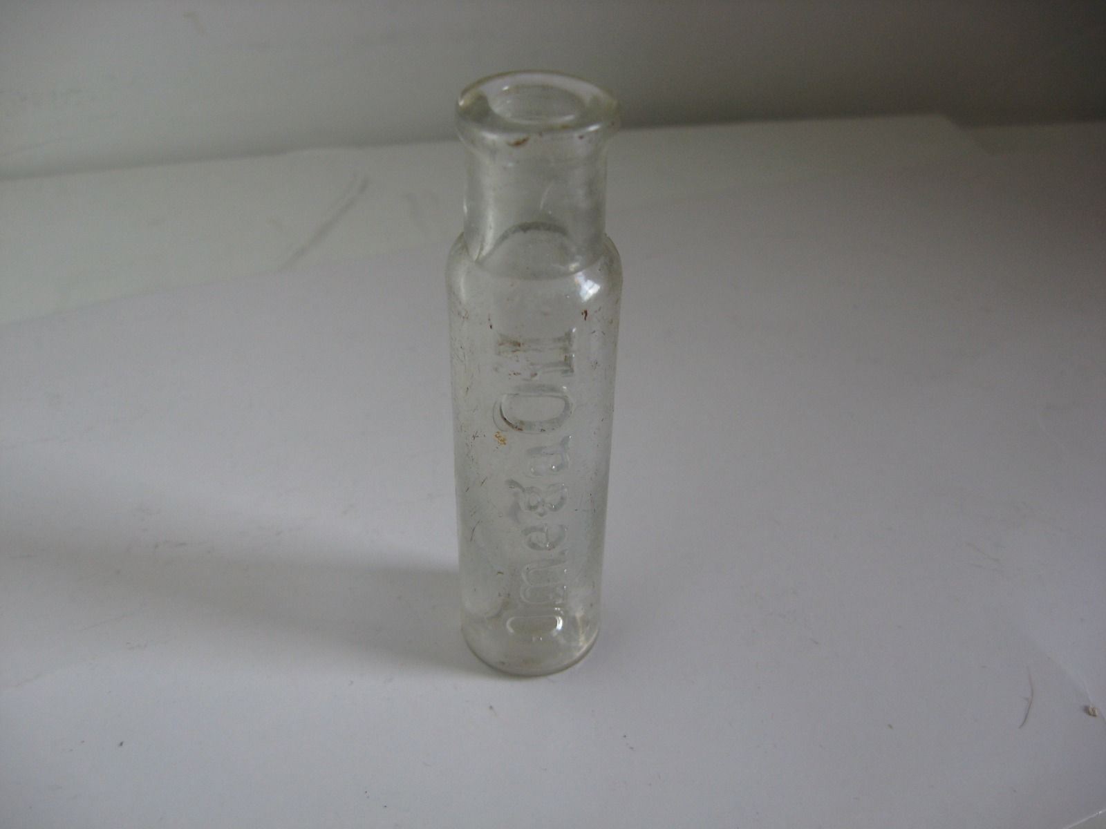 Antique Omega Oil Medicine Bottle Embossed Chemist Apothecary 3 1/2