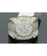 Diamond Engagement Pinky Ring Mens 14K Yellow Gold FN Round Pave Band 3.... - $164.53