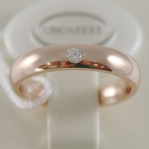 18K ROSE GOLD WEDDING BAND UNOAERRE COMFORT RING 4 MM, DIAMOND MADE IN ITALY image 1