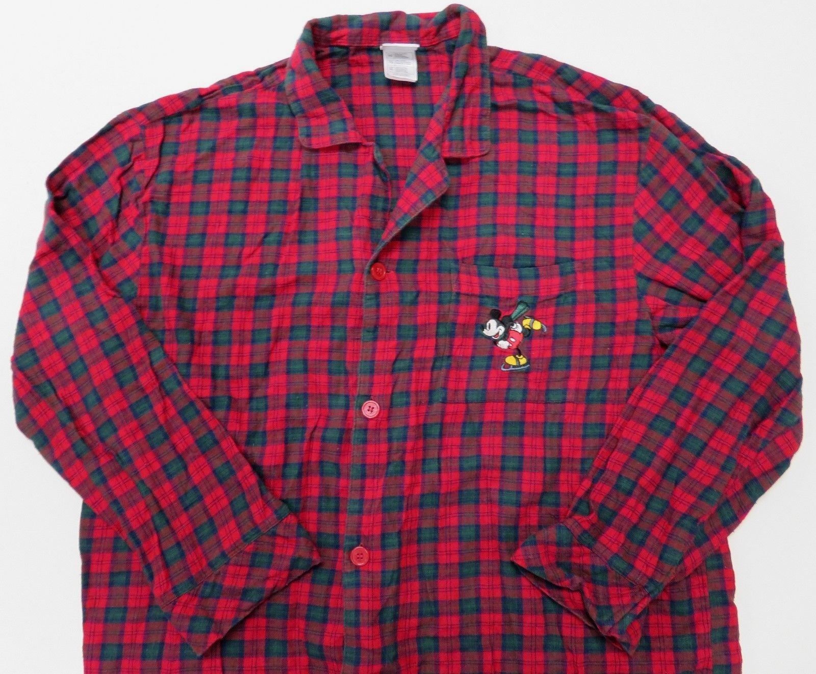 Mickey Mouse Pajamas Mens XL PJs Flannel Set Disney Store Red Plaid ...