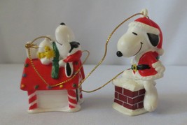 2 Peanuts United Feature Syndicate, Santa Snoopy Christmas Ornaments - $13.50