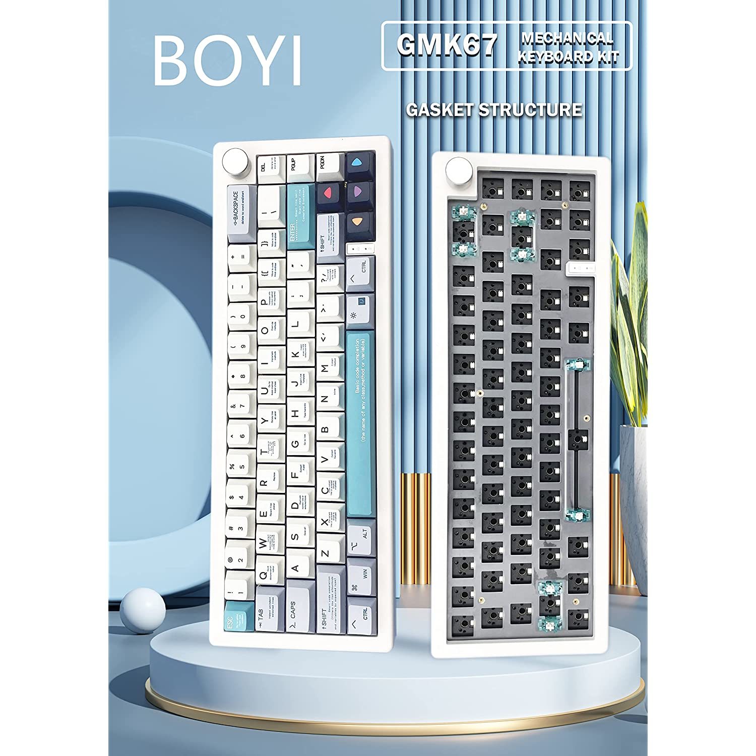 BOYI GMK67-65% Keyboard Kit, Hot-Swappable Bluetooth 5.0/2.4G/Type-C ...