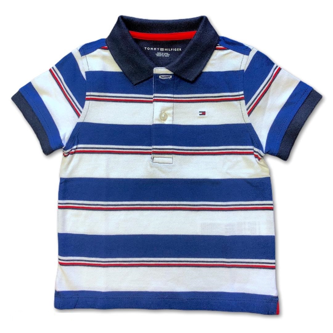Tommy Hilfiger Polo Shirt Baby Boys Classic Striped Blue Red White Size 18M