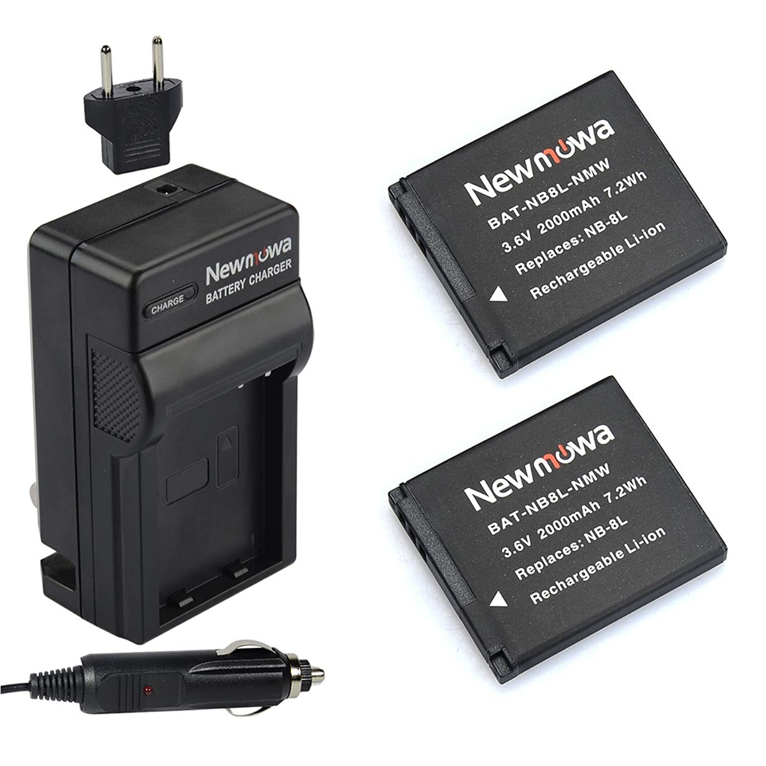 Primary image for Newmowa NB-8L Replacement Battery (2-Pack) and Charger Kit for Canon NB-8L,CB-2L