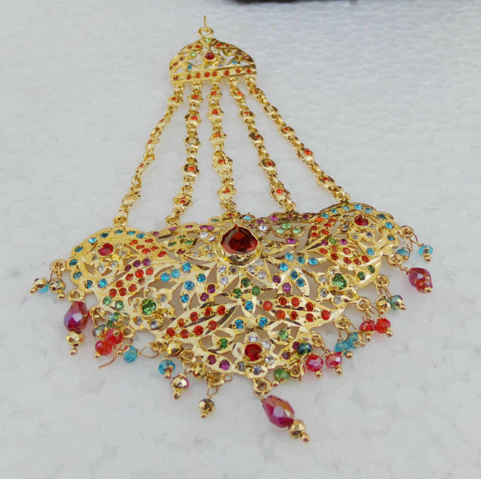 INDIAN JHUMAR PASSA HIJAB JHOOMAR HEAD PIECE JEWELLERY HAIR BUN PIN