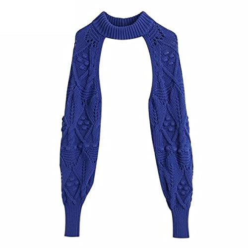 Stand Up Collar Ball Appliques Long Sleeve Knitting Sweater Femme Chic Design Ca