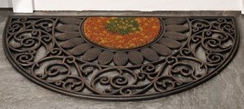 Circular Rubber & Coir Doormat with Ornate Cut-Out Detailing 30" x 18" Brown image 2