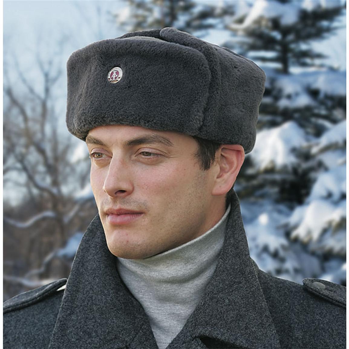 East German army grey fur lined winter hat and 24 similar items