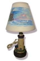 Vintage Ceramic 3-D Lighthouse Nautical Beach Seaside Lamp w/ Shade 15" SIGNED!!