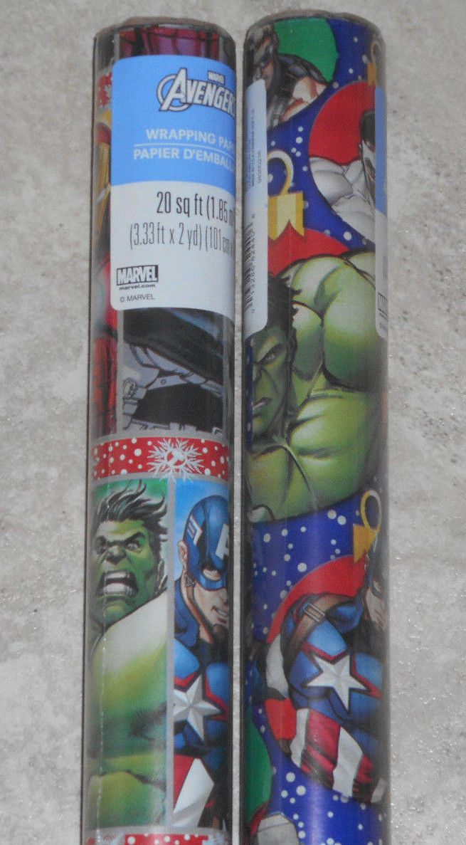 USA MARVEL AVENGERS HULK  Christmas Wrapping Paper Red Blue 20 SQ FT ROLL