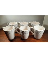 Set of (6) American Atelier Bianca Medallion Coffee Mugs Coffee Cups  - $37.99