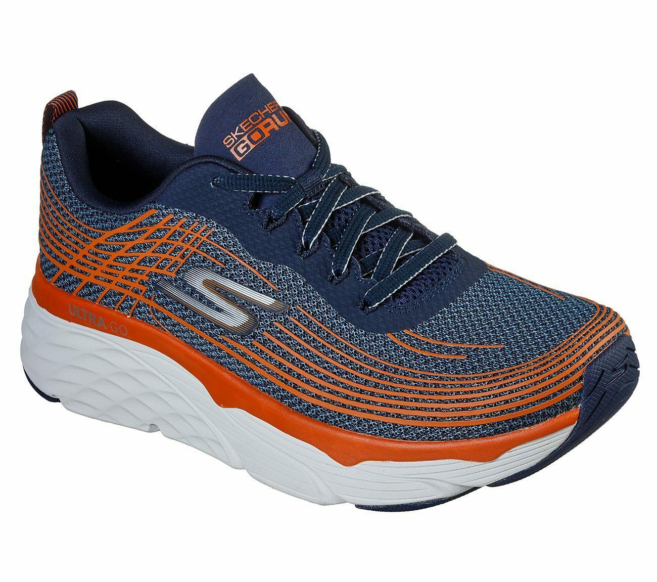 Skechers Navy Orange Shoes Men Max Cushion Elite Go Run Walk Sport ...