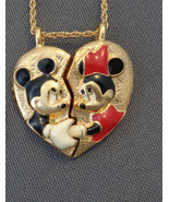 Retro 1994 Mickey Minnie Mouse True Friends 2 Part Pendant Necklace Avon Disney - $26.99