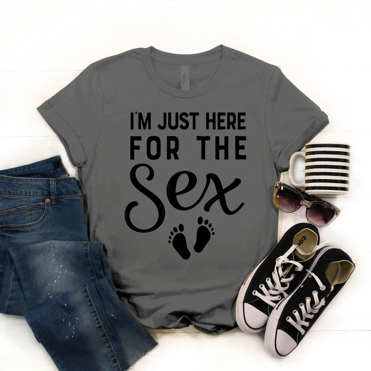 I M Just Here For The Sex Gender Reveal Mom Dad T Shirt Birthday Funny Ideas T Shirts