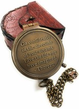 Thoreau's Go Confidently Quote Engraved Compass w/Leather Case for Anniversary