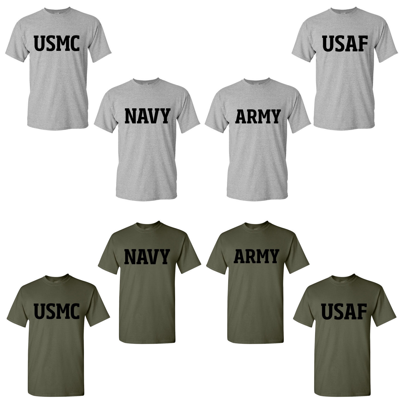Image of US Army Navy Air Force USAF Marines USMC Military Physical Training PT T Shirt