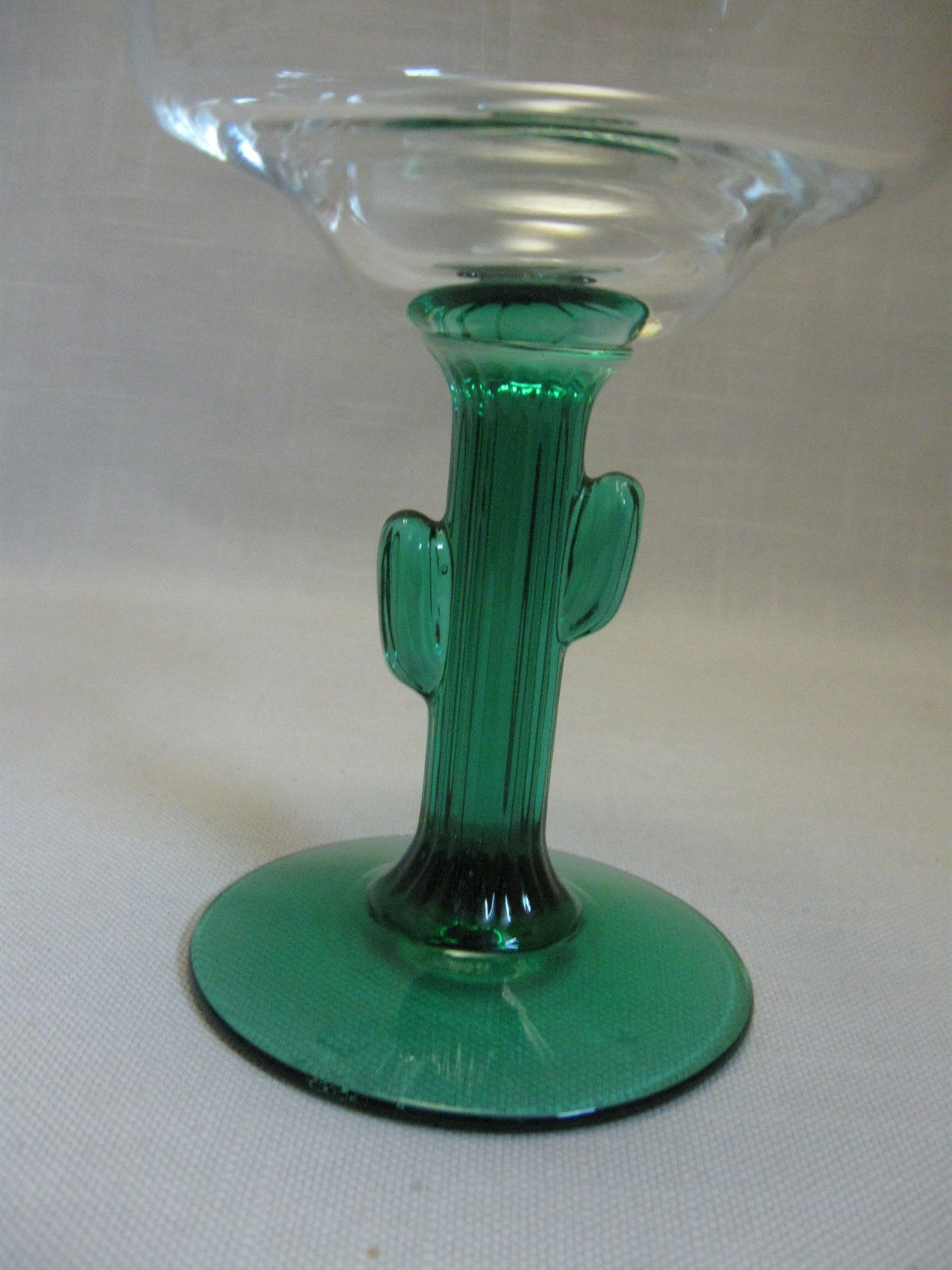 Goblets Clear Glass Margarita Qty 4 Green Cactus Stem Darango Libbey Glass 1970' Pottery & Glass