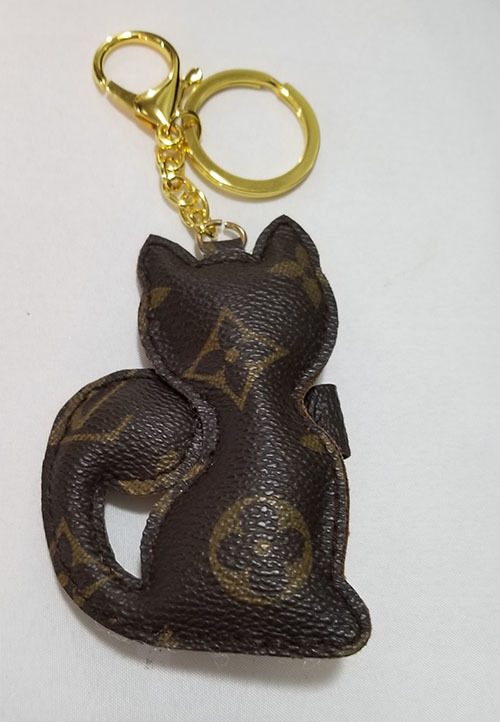Upcycled Louis Vuitton Cat With Tie Keychain - LingSense