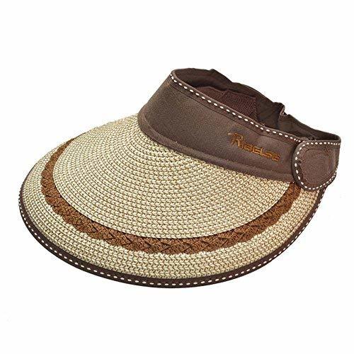 PANDA SUPERSTORE Comfortable Straw Summer Hat Sunscreen UV Empty Top Hat Sun Hat