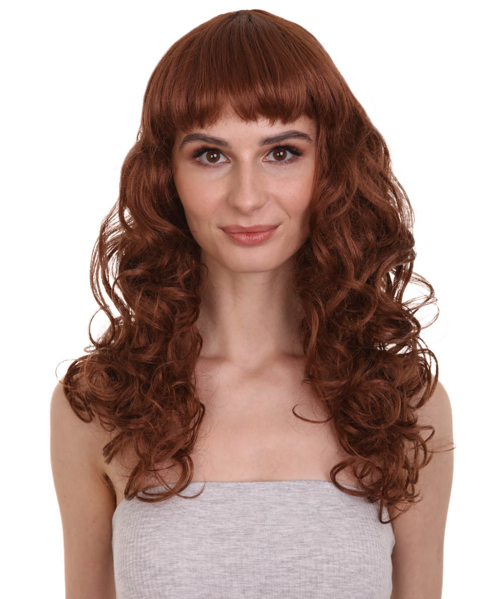 Adult Women Long Curly Glamour Party Event Cosplay Brown Wig HW-655