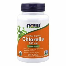 NEW NOW Chlorella 500 mg Certified Organic Super Green 200 Tablets - $17.06