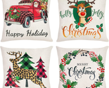 Ouddy Christmas Pillow Covers 18X18 Set of 4 Farmhouse Christmas Throw Pillow Co