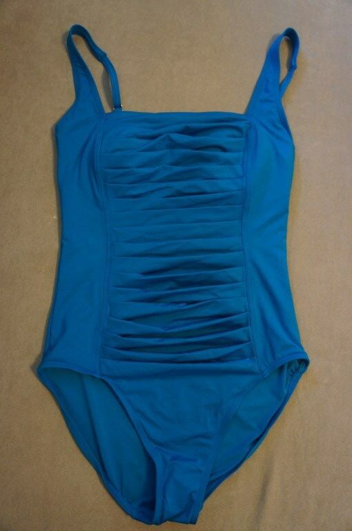 Calvin Klein Swim One Piece Sz 6 Cerulean Blue Pleated Tank Swimsuit ...