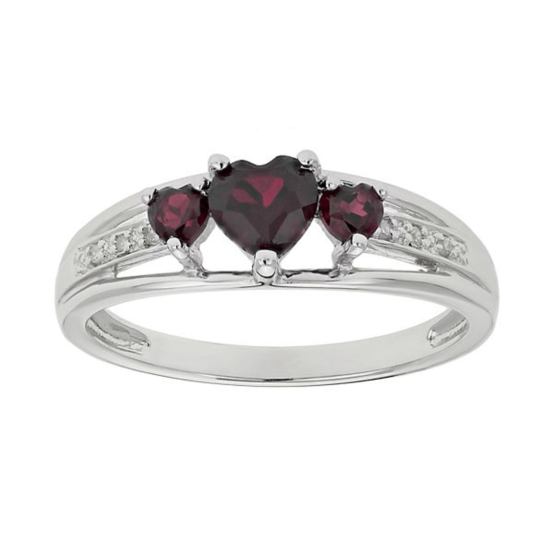 valentine's day 925 Sterling Silver 1.50 ct Red Triple Heart
