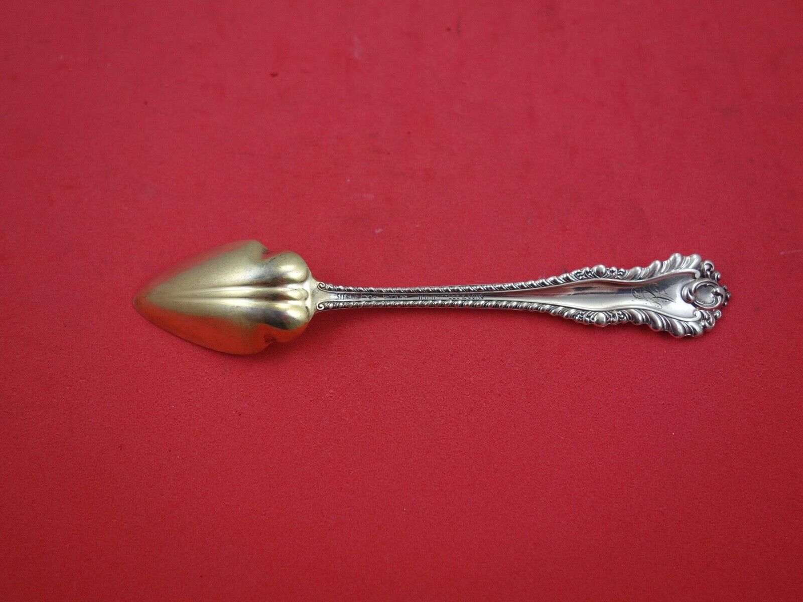 Whiting Louis XV Sterling Silver Olive Fork with Swirls and