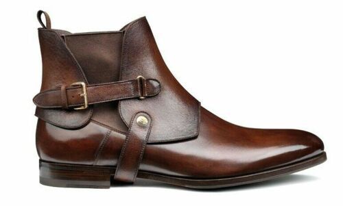 New Handmade Stylish Cover Chelsea Brown Pure Leather Ankle Boot for Men