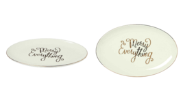 Merry Everything Stoneware Oval Table Serving Platter 14&quot; x 9&quot; Christmas... - $77.99