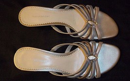 Gold Silver Sz 9 M Wedge Heels Sandals Metallic NATURALIZER Mules Open Toe - $17.77