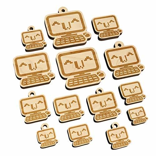 Cute Kawaii Computer Face Emoticon Mini Wood Shape Charms Jewelry DIY Craft - 25