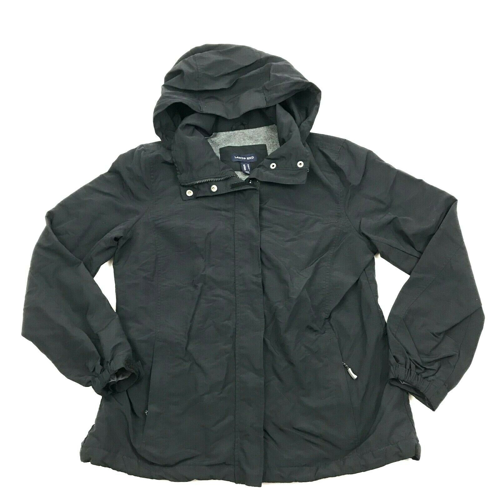 Lands End Men's Black Softshell Jacket Fleece Lined Parka Outdoor Coat ...