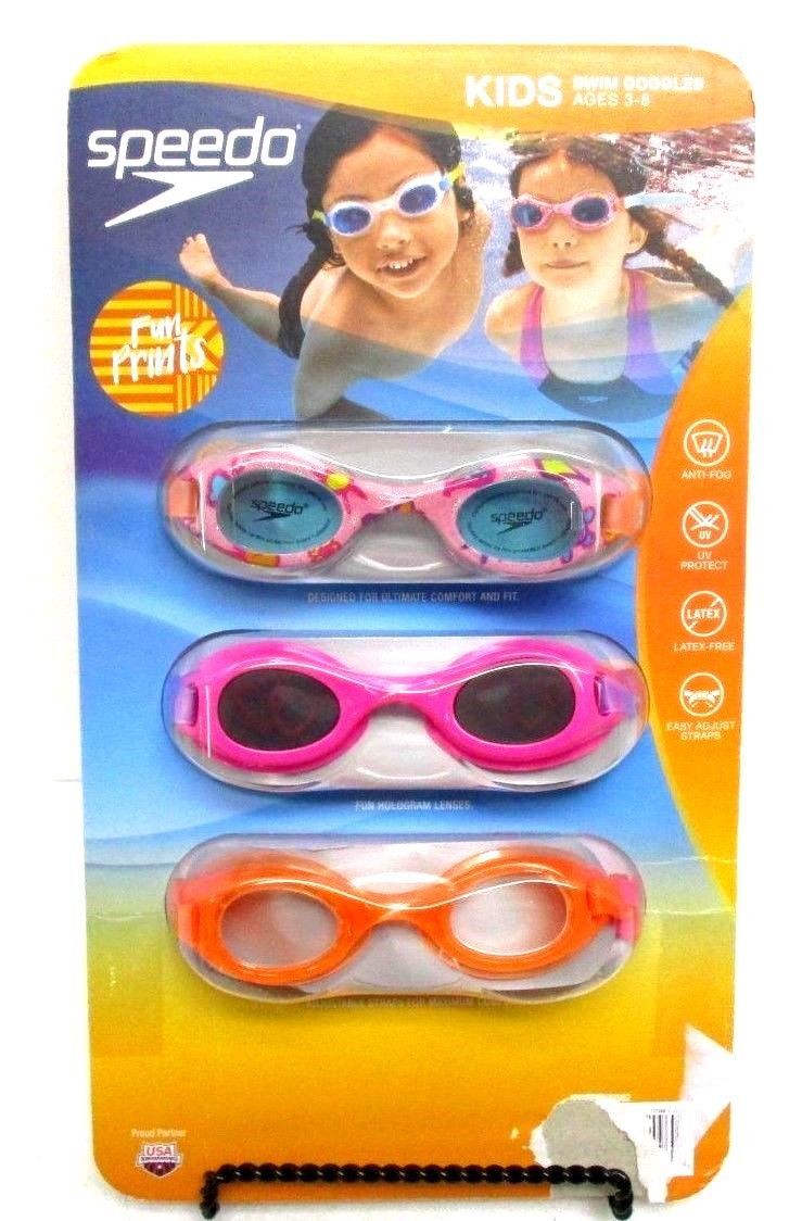 Speedo KIDS Fun Prints Pink Swim Goggles 3 pack for Ages 3-8 - Goggles