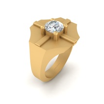 Solid 14k Yellow Gold Wedding Band For Him Solitaire 1.10ct Moissanite Ring Mens - $3,519.99