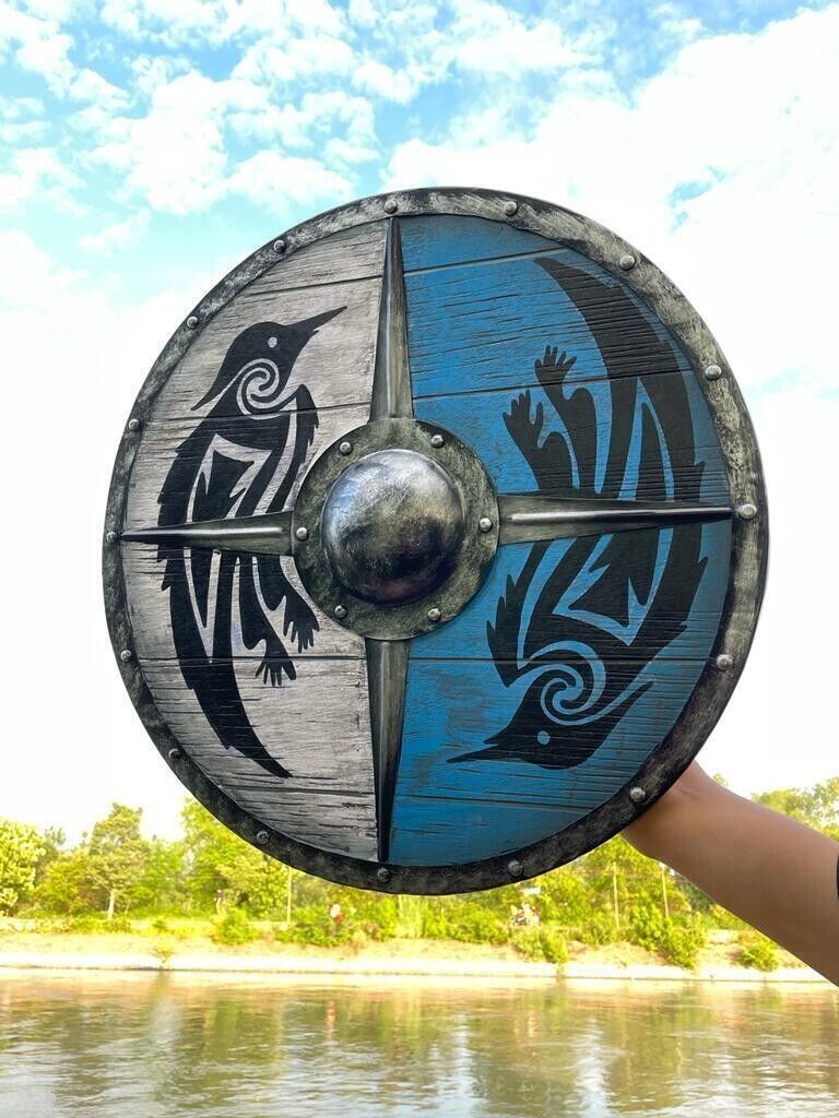 Raven Bird Viking Shield Ragnar Wooden Viking Cosplay Shield Gift ...