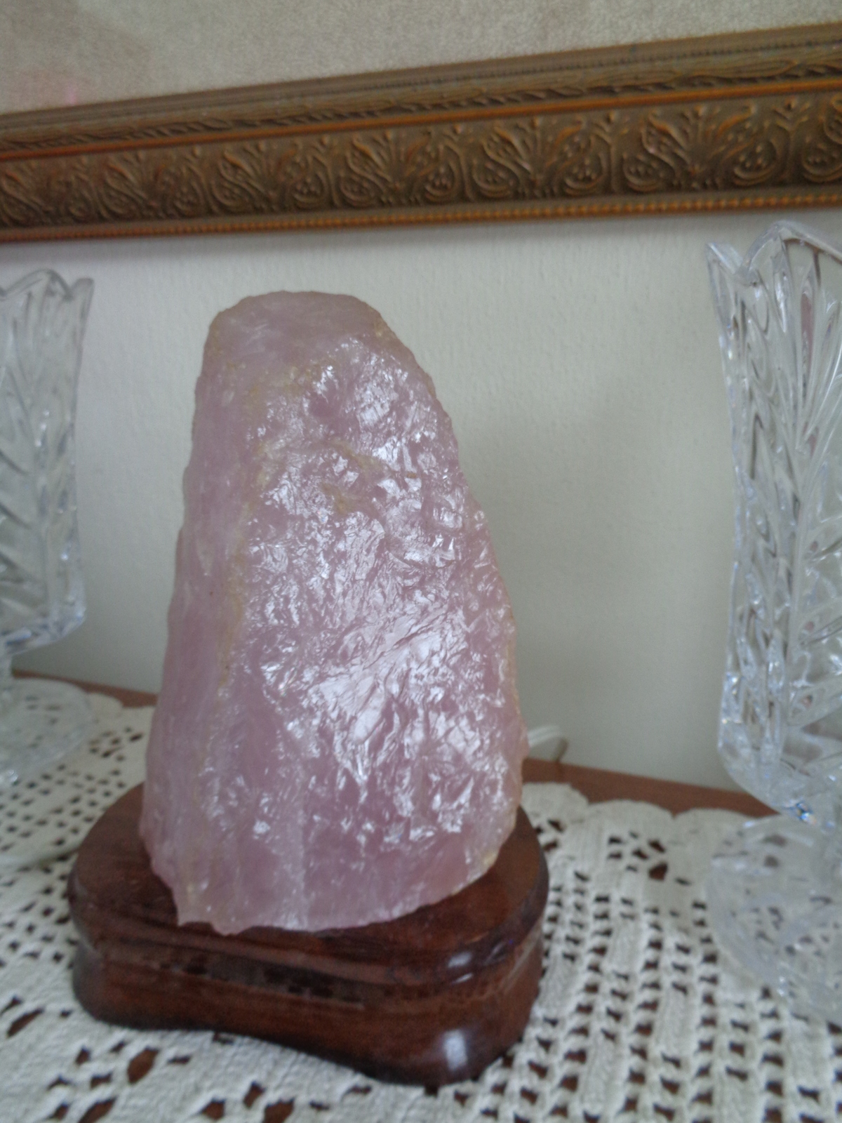 Rose Quartz Lamp Night Light Crystal Natural Mineral w/ Cord & Bulb 3