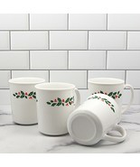 Corelle Corning Winter Holly Coffee Cup Set of 4 Red Berries Xmas Mugs - $23.74